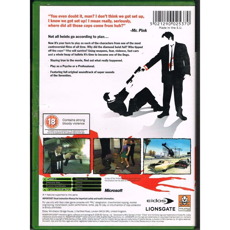 RESERVOIR DOGS XBOX