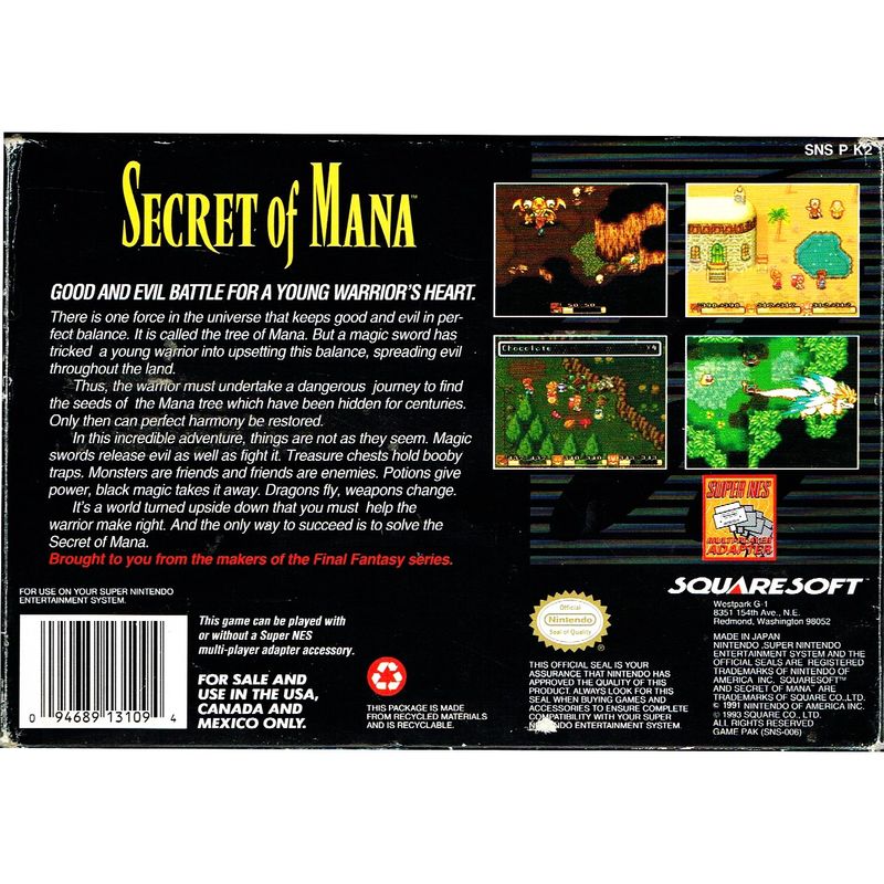 SECRET OF MANA SNES NTSC USA