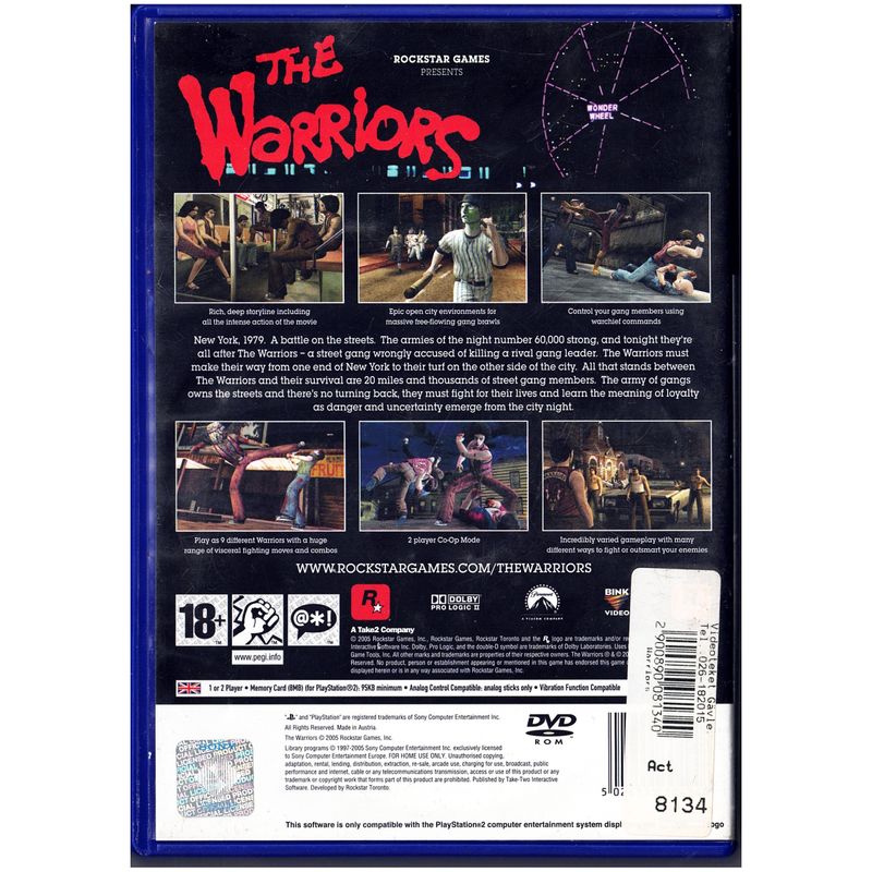 THE WARRIORS PS2 RENTAL