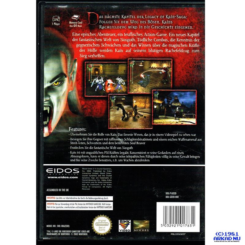 BLOOD OMEN 2 GAMECUBE TYSK UTGÅVA