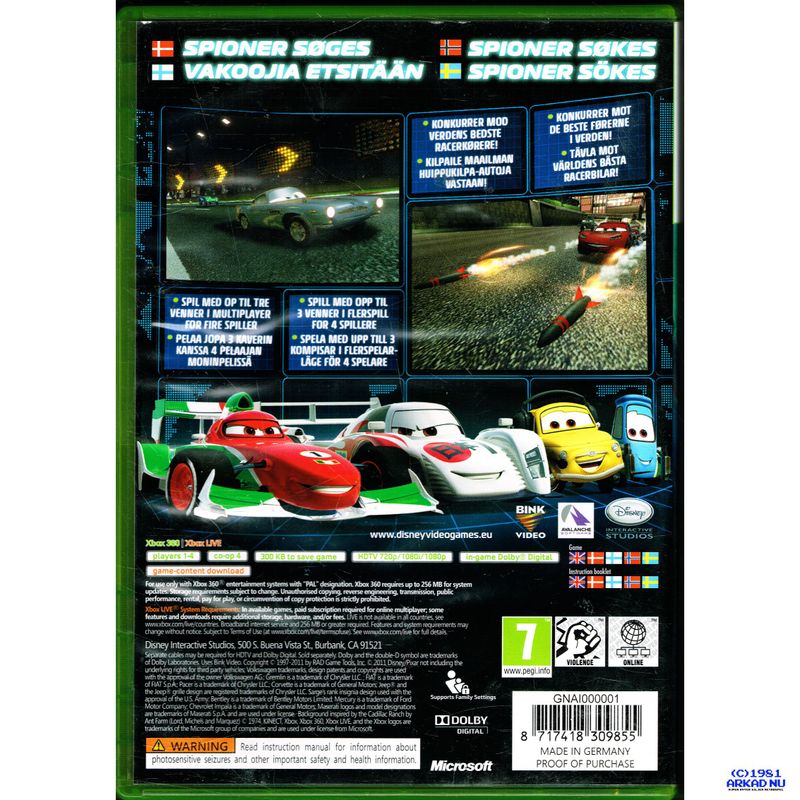 DISNEY PIXAR CARS 2 XBOX 360