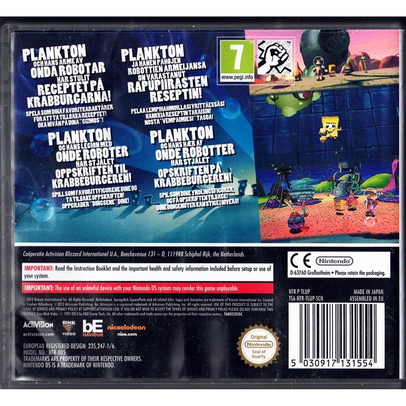 SPONGEBOB SQUAREPANTS PLANKTONS ROBOTIC REVENGE DS