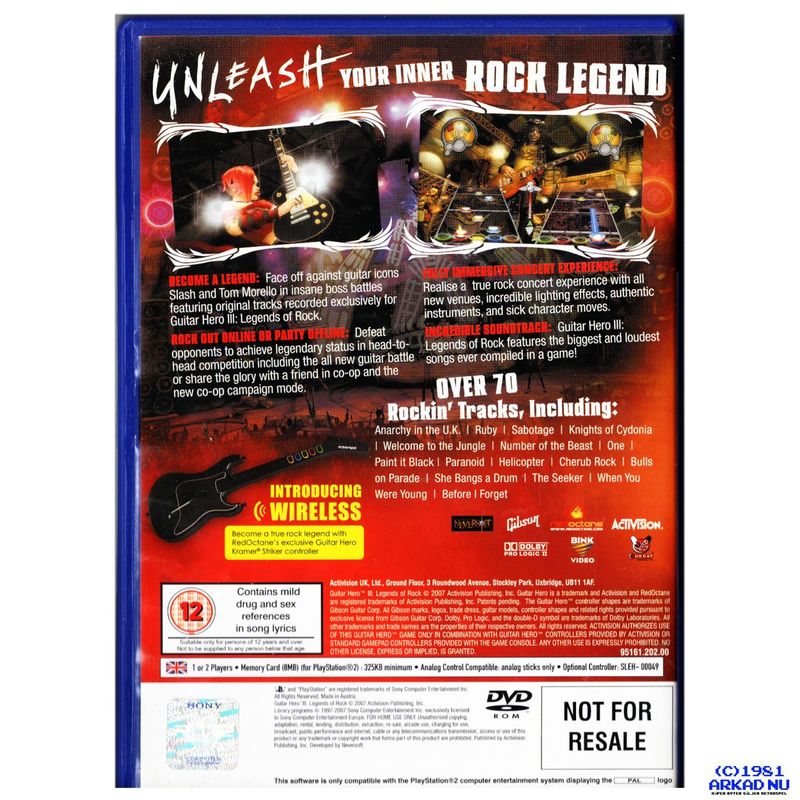 GUITAR HERO III LEGENDS OF ROCK PS2