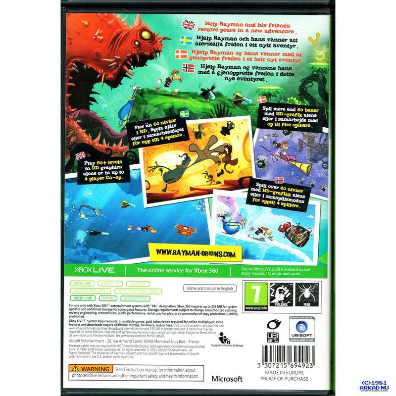 RAYMAN ORIGINS XBOX 360