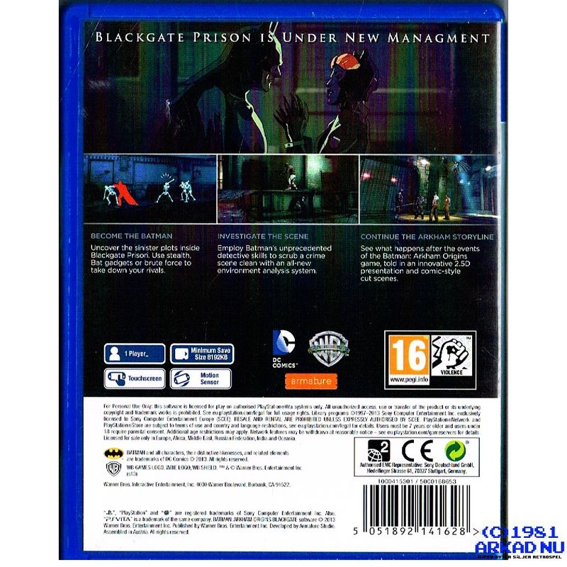 BATMAN ARKHAM ORIGINS BLACKGATE PS VITA