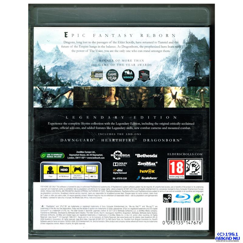 THE ELDER SCROLLS V SKYRIM LEGENDARY EDITION PS3