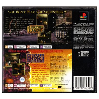 2 GAMES - MEDAL OF HONOR + MEDAL OF HONOR UNDERGROUND PS1