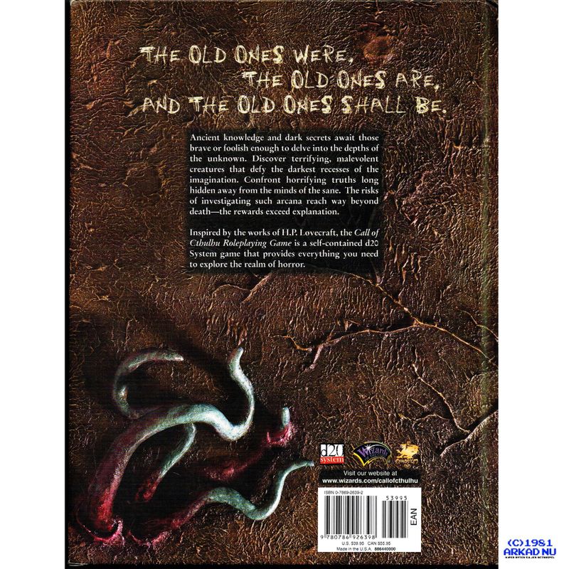 CALL OF CTHULHU ROLEPLAYING GAME D20 HARDCOVER
