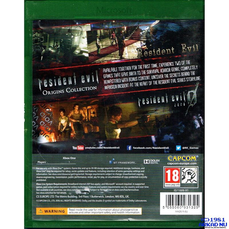 RESIDENT EVIL ORIGINS COLLECTION XBOX ONE