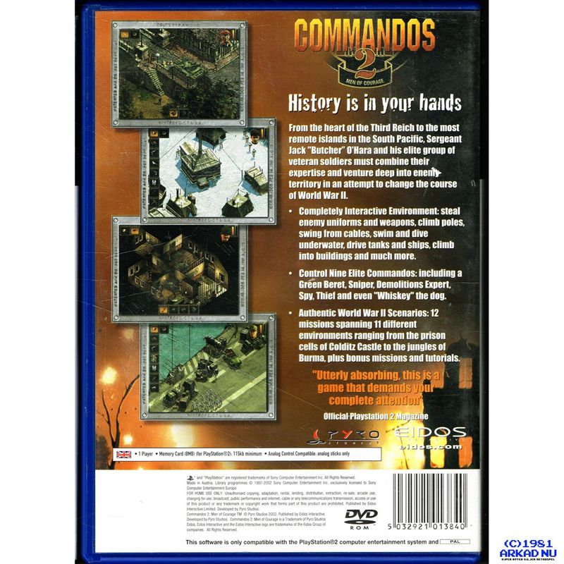 COMMANDOS 2 MEN OF COURAGE PS2