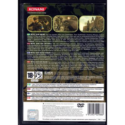METAL GEAR SOLD 3 SUBSISTENCE PS2 SVENSK UTGÅVA