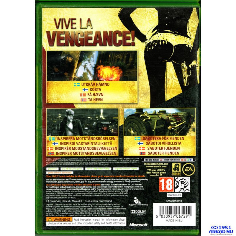 THE SABOTEUR XBOX 360