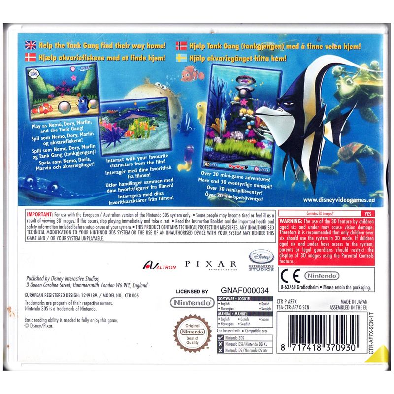FINDING NEMO ESCAPE TO THE BIG BLUE SPECIAL EDITION 3DS