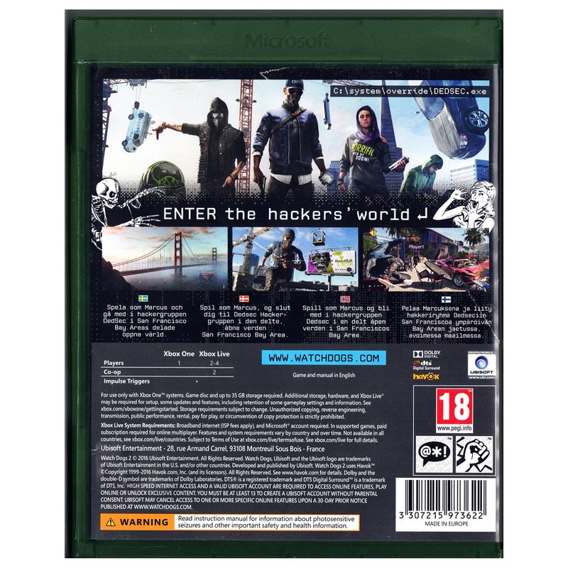 WATCH DOGS 2 XBOX ONE