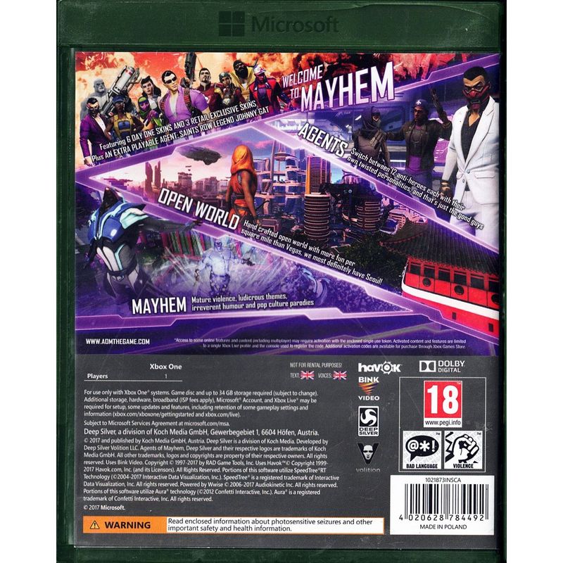 AGENTS MAYHEM RETAIL EDITION XBOX ONE