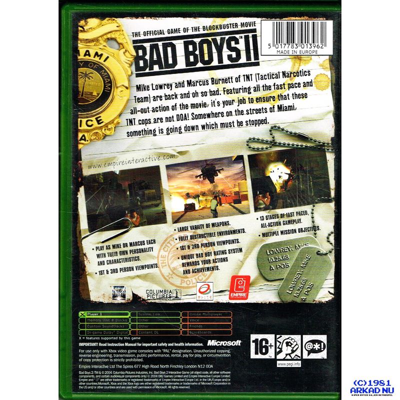 BAD BOYS II XBOX