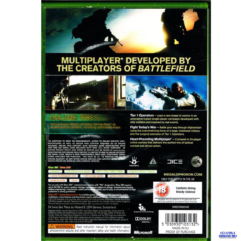 MEDAL OF HONOR XBOX 360