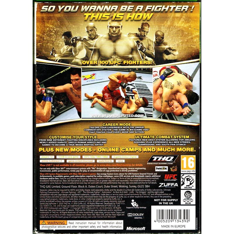 UFC UNDISPUTED 2010 XBOX 360