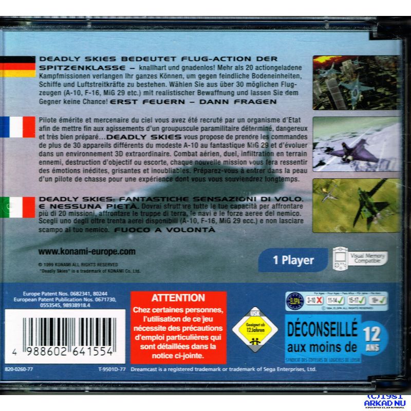 DEADLY SKIES DREAMCAST TYSK/ITALIENSK/FRANSK
