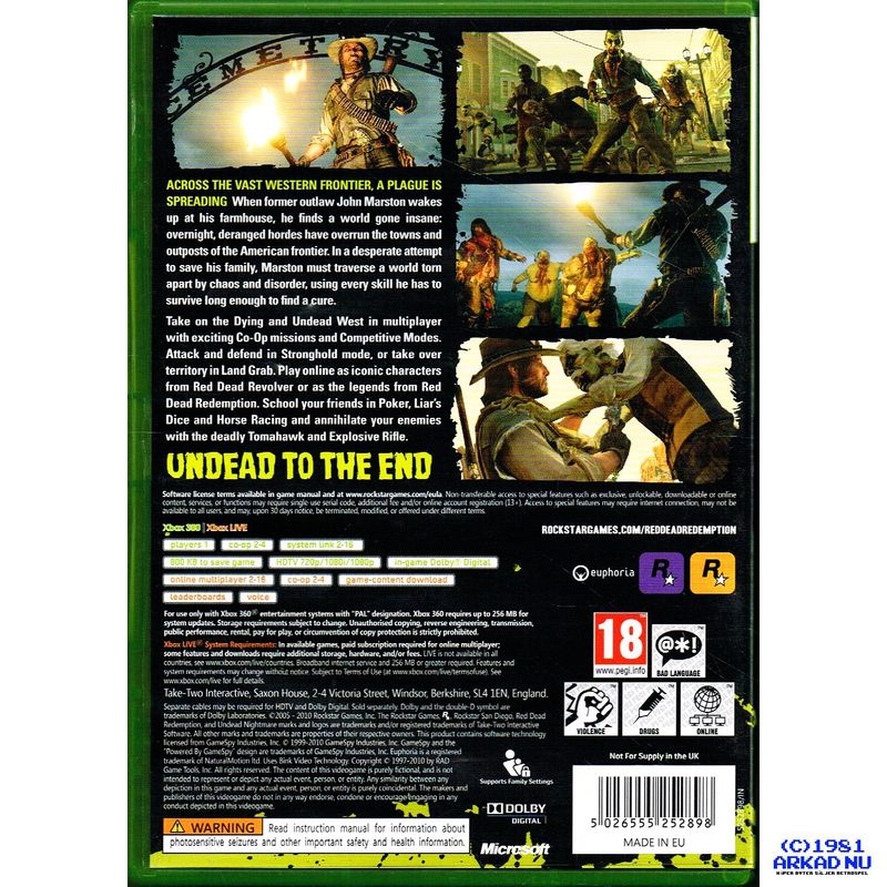 RED DEAD REDEMPTION UNDEAD NIGHTMARE XBOX 360