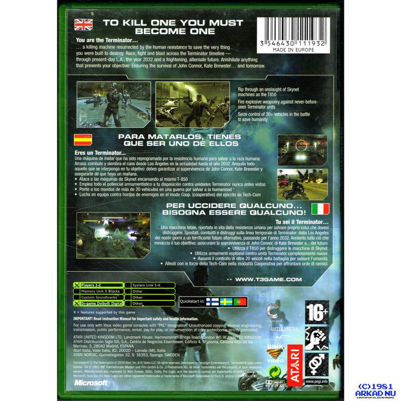 TERMINATOR 3 THE REDEMPTION XBOX