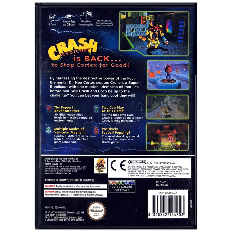 CRASH BANDICOOT THE WRATH OF CORTEX GAMECUBE