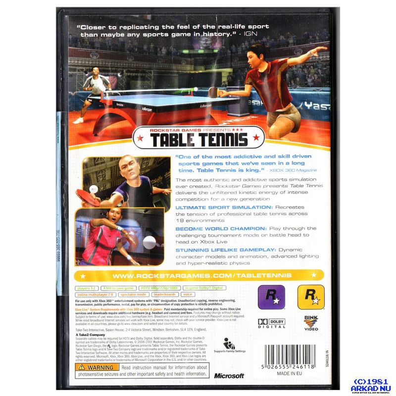 TABLE TENNIS XBOX 360