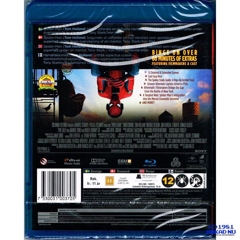 SPIDER-MAN HOMECOMING BLU-RAY