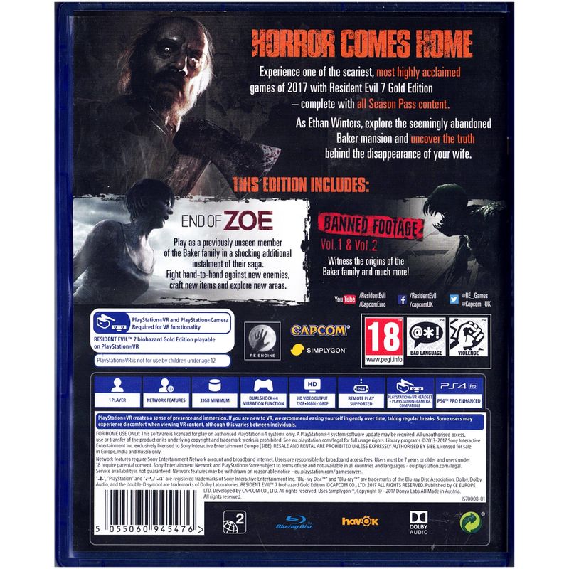 RESIDENT EVIL BIOHAZARD GOLD EDITION PS4