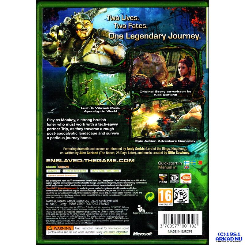 ENSLAVED ODYSSEY TO THE WEST XBOX 360