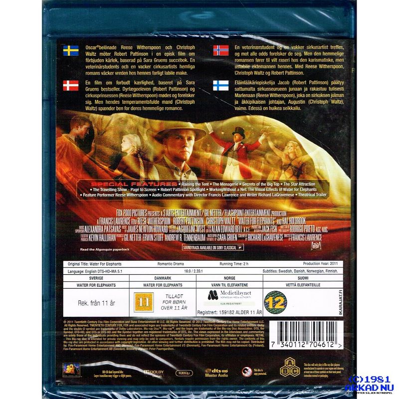 WATER FOR ELEPHANTS BLU-RAY