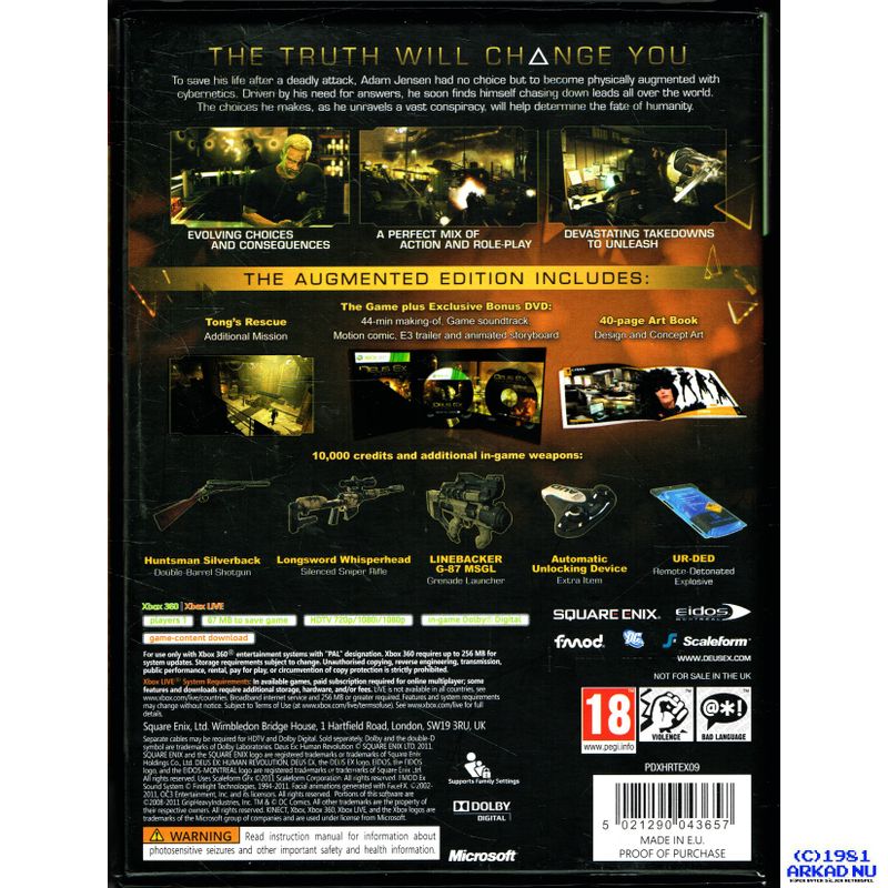 DEUS EX HUMAN REVOLUTION AUGMENTED EDITION XBOX 360