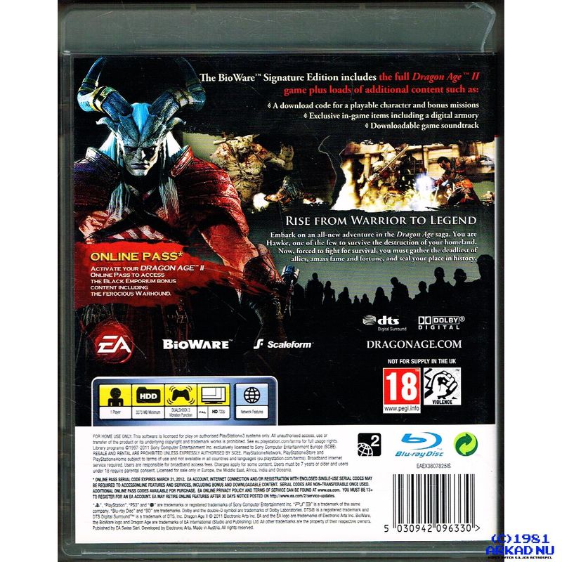 DRAGON AGE II BIOWARE SIGNATURE EDITION PS3