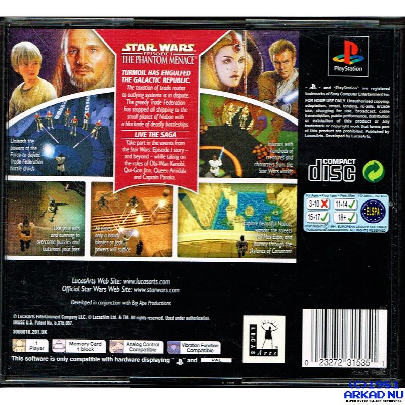 STAR WARS EPISODE I THE PHANTOM MENACE PS1