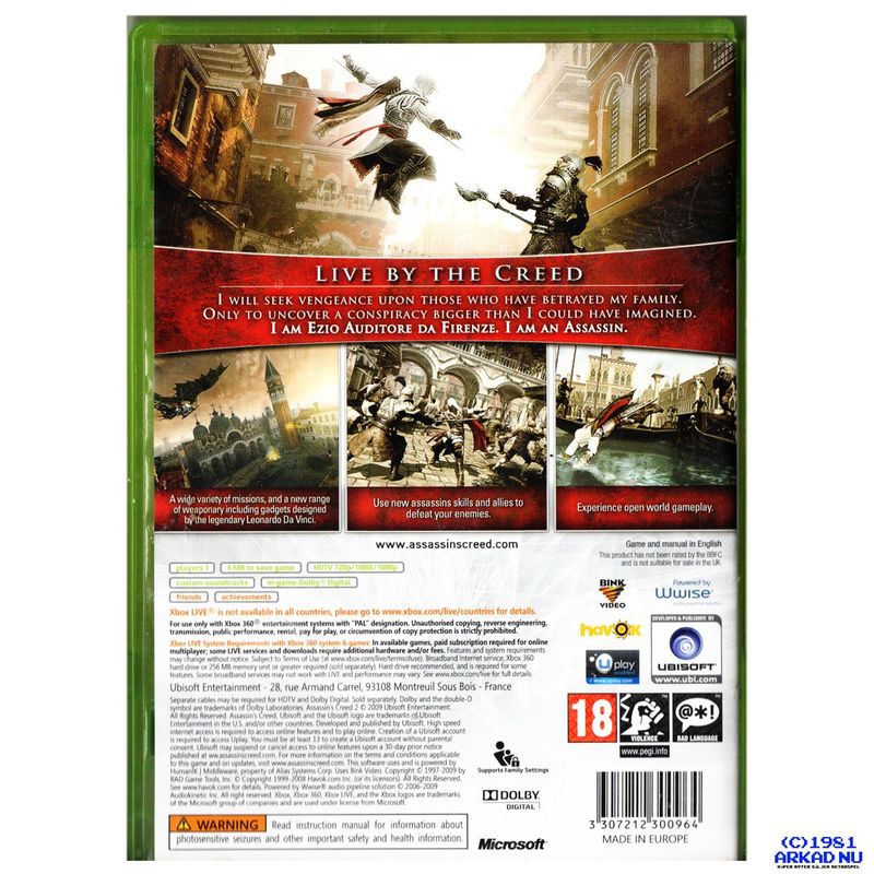 ASSASSINS CREED II XBOX 360