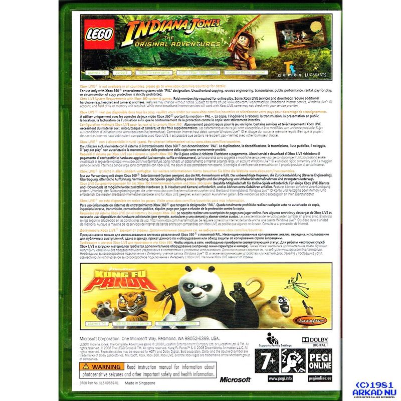 LEGO INDIANA JONES + KUNG FU PANDA XBOX 360