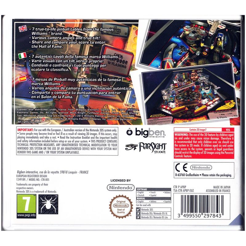 PINBALL HALL OF FAME THE WILLIAMS COLLECTION 3D 3DS