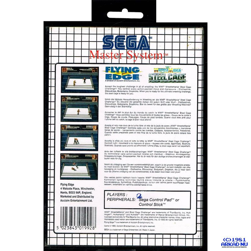 WWF WRESTLEMANIA STEEL CAGE CHALLENGE MASTER SYSTEM