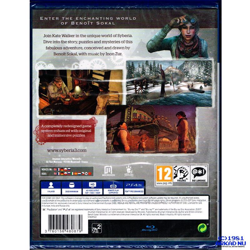 SYBERIA 3 PS4