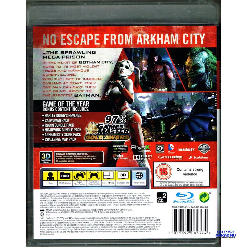 BATMAN ARKHAM CITY GAME OF THE YEAR EDITION PS3