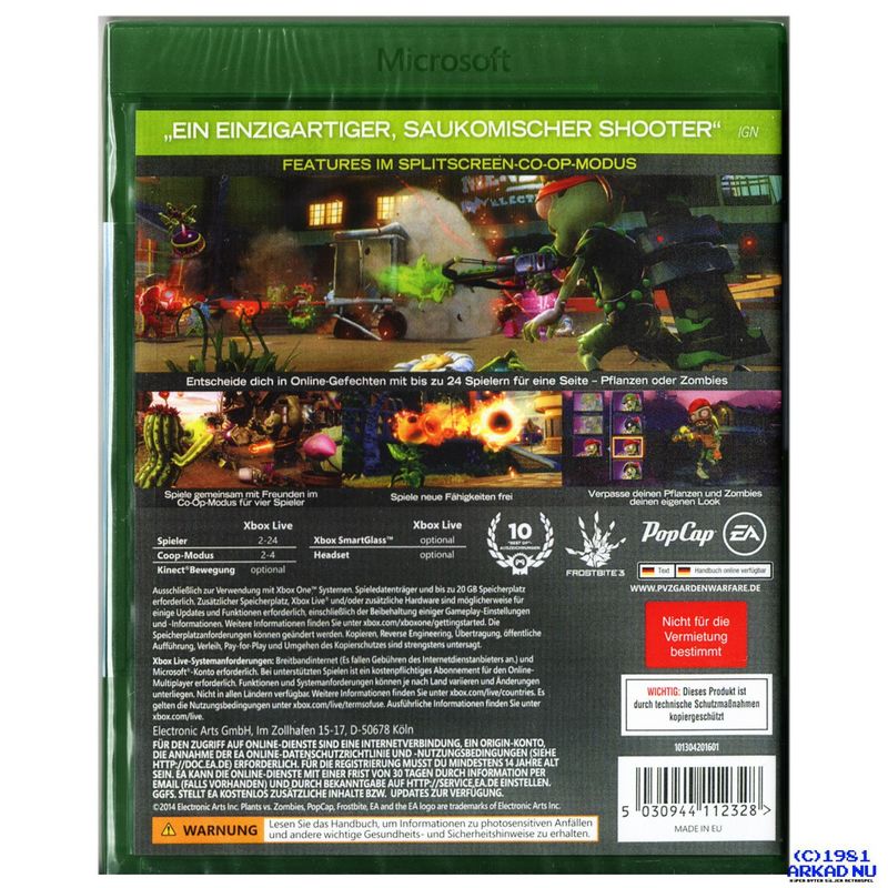 PLANTS VS ZOMBIES GARDEN WARFARE XBOX ONE TYSK TEXT