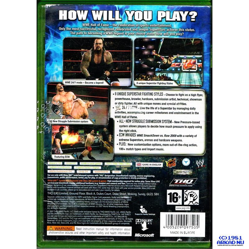 WWE SMACKDOWN VS RAW 2008 XBOX 360