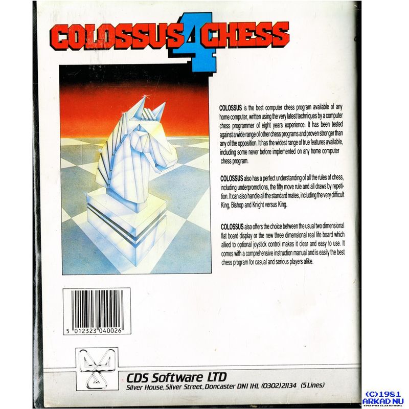 COLOSSUS CHESS 4 C64 KASSETT