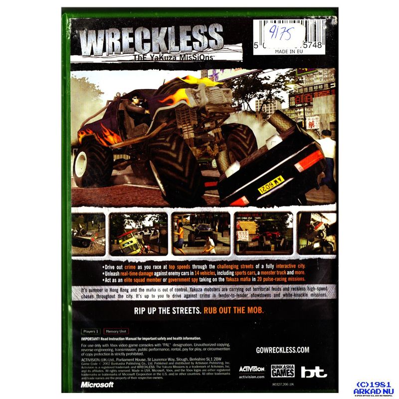 WRECKLESS THE YAKUZA MISSIONS XBOX