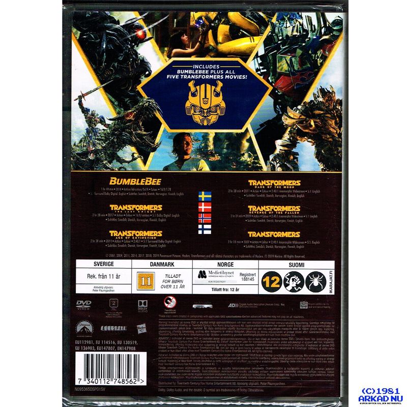 BUMBLEBEE + TRANSFORMERS 6 MOVIE PACK DVD