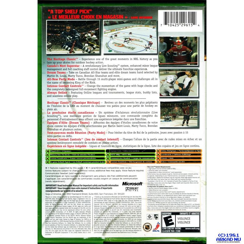 ESPN NHL 2K5 XBOX NTSC USA