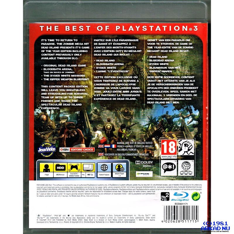 DEAD ISLAND GAME OF THE YEAR EDITION PS3 ESSENTIALS