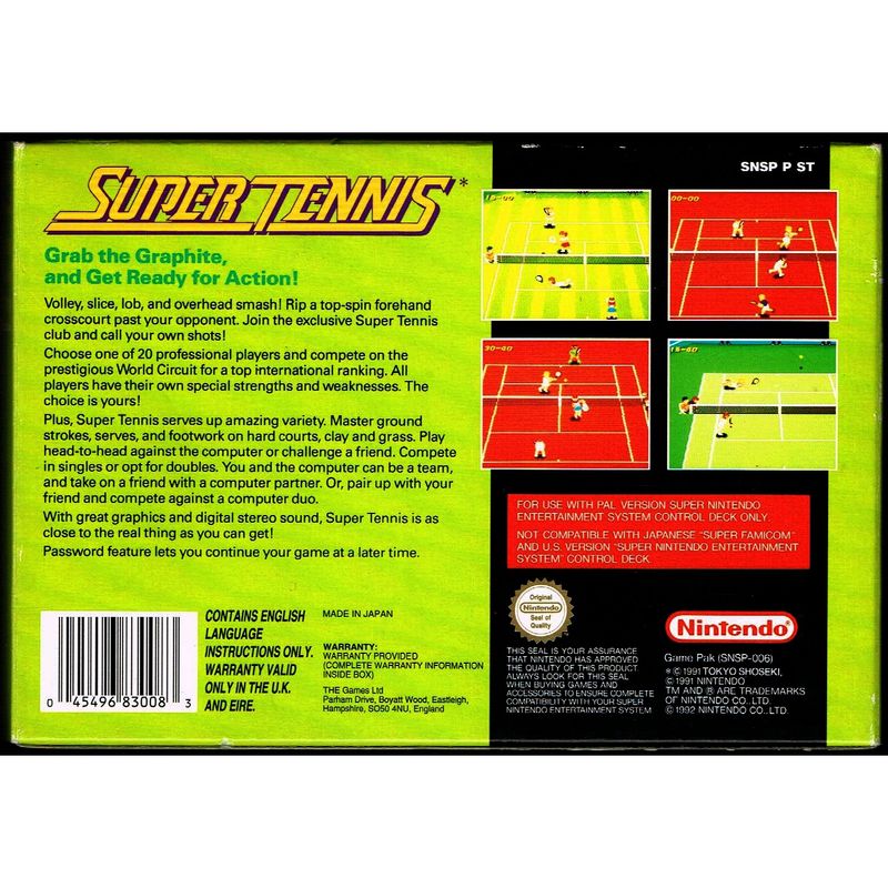 SUPER TENNIS SNES SCN SVENSK FOLDER A4