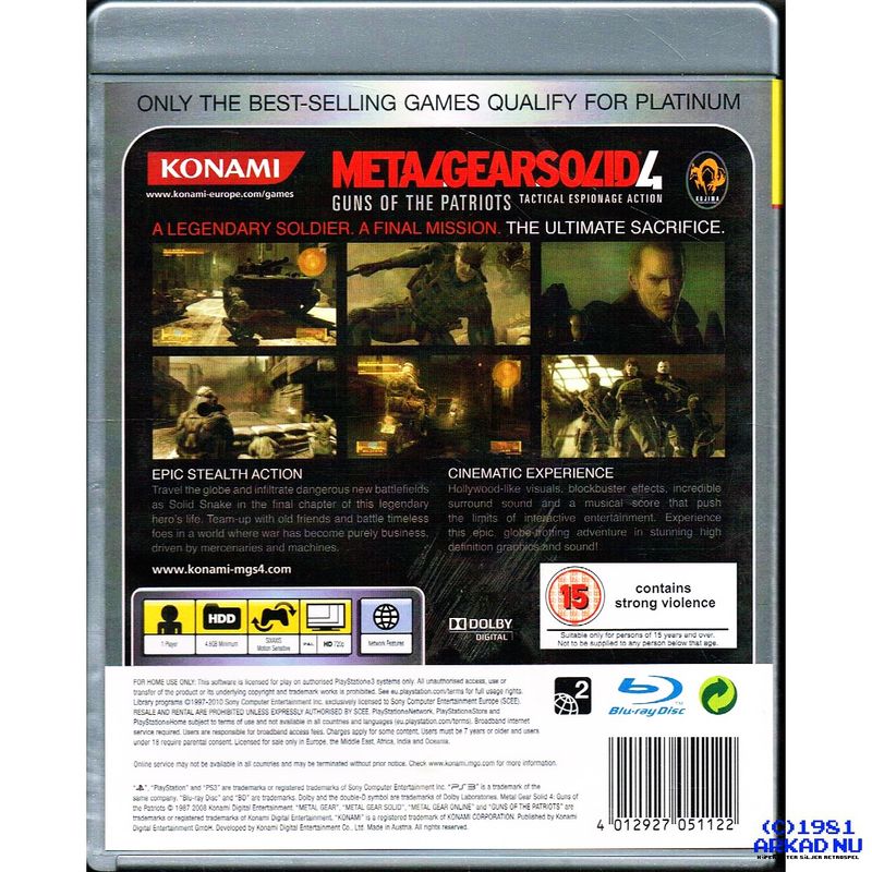 METAL GEAR SOLID 4 GUNS OF THE PATRIOTS PS3