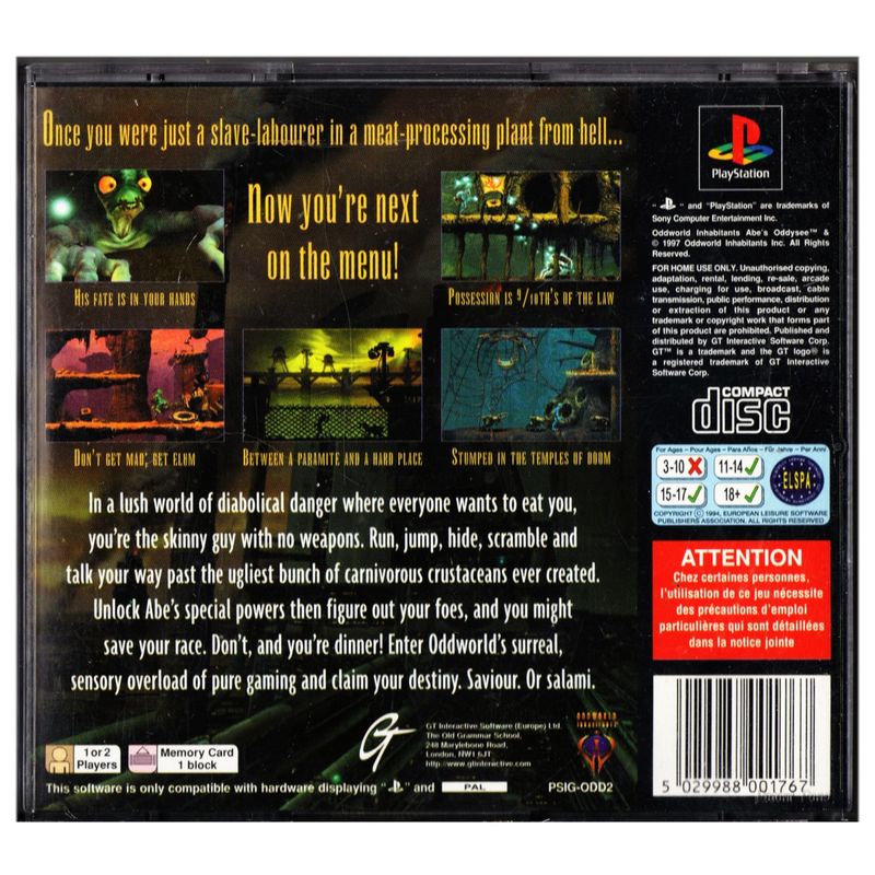 ODDWORLD ABES ODDYSEE PS1